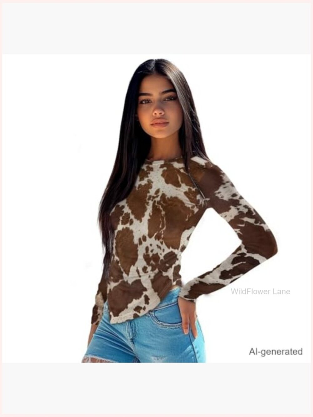 Women's Long Sleeve Fitted Crop Top Crewneck T-Shirt Breathable Stretchy Top - Picture 6 of 6